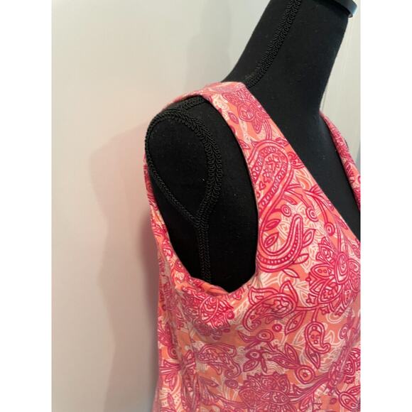 NordicTrack athletic racer back LARGE new build in bra floral yoga pink orange - Picture 6 of 14